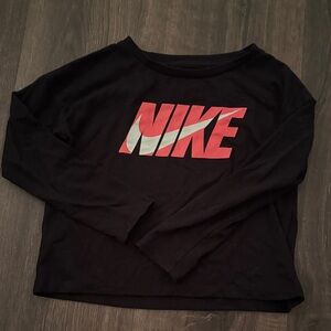Nike Black Long Sleeve Shirt with Pink Logo